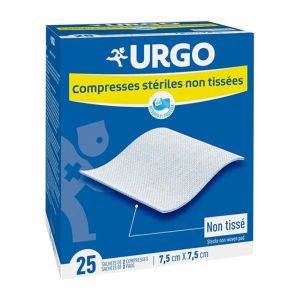 Compresses Absorbantes - Stériles - Non Tissées - 7,5 x 7,5 cm - 25 Sachets de 2 compresses