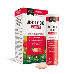Acérola 1000 - Vitamine C 180 mg - Énergie/Vitalité Système immunitaire - 24 comprimés