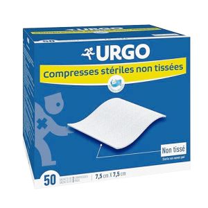 Compresses Absorbantes - Stériles - Non Tissées - 7,5 x 7,5 cm - 50 Sachets de 2 compresses