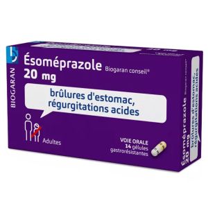 Esoméprazole 20mg - Brûlure d'estomac Régurgitations acides - 14 gélules