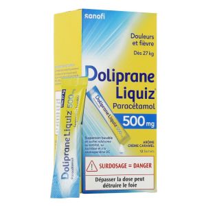 Doliprane Liquiz 500 mg - Douleurs et Fièvre - Adulte - 12 sachets