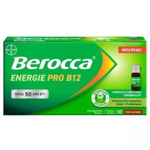 BEROCCA Energie Pro 12 - 50 ans et plus - Caramel - 10 flacons de 10 ml