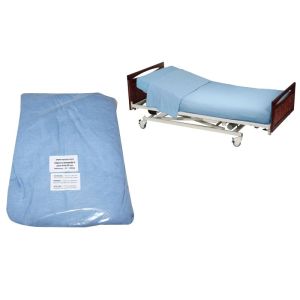 Pack de 3 draps - Bleu - pour lits médicalisés