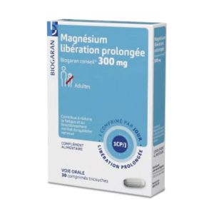 Magnésium 300 mg - Libération prolongée - Fatigue et Système nerveux - 30 comprimés