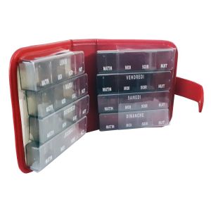 Pilulier Semainier Mémodose - XL Rouge - 8 modules de 4 compartiments