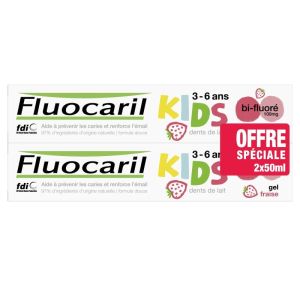 Dentifrice Bi-Fluoré Kids - Enfants 3 à 6 ans - Gel Fraise - 2 x 50 ml - Fluocaril