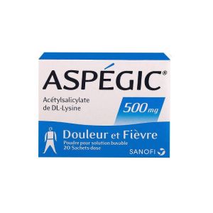 Aspegic 500mg - Douleur et Fièvre - 20 sachets