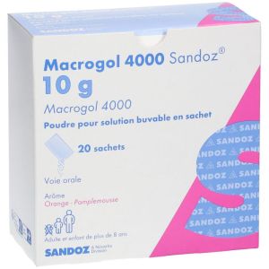 Macrogol 4000 Sandoz 10g - Traitement Efficace de la Constipation - 20 sachets