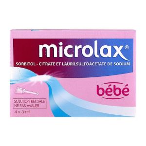 Gel rectal Microlax Bébé - Solution rectale - 4 unidoses avec canule 3ml