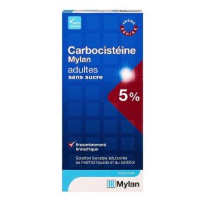 Sirop Carbocistéine Mylan 5% sans sucre Adultes - Encombrement bronchique - 200 ml