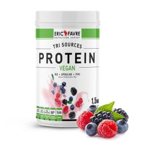 Proteine Vegan Tri Sources - Triple Berry - En-cas hyperhyperprotéinée - Pot 1,5 kg