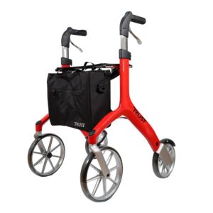 Rollator 4 roues Let's Fly - Rouge - Sac inclus