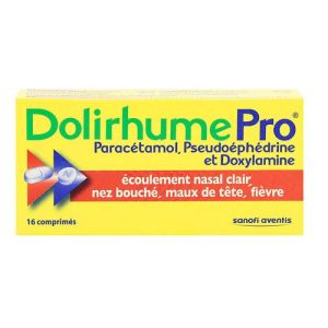 DolirhumePro Jour & Nuit - Ecoulement Nasal clair Nez bouché Maux de tête Fièvre - 16 comprimés