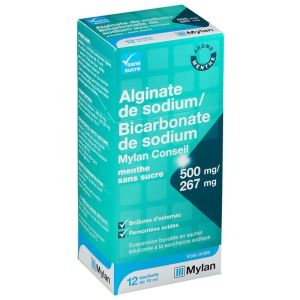Alginate De Sodium / Bicarbonate de Sodium 500Mg/267Mg - Menthe Sans Sucre - 12 sachets