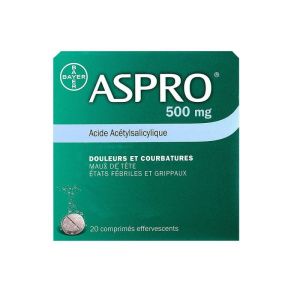 Aspro 500mg - Douleur et Courbatures - 20 comprimés effervescents