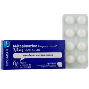 Métopimazine 7,5mg - Nausées et Vomissements - 8 comprimés orodispersibles