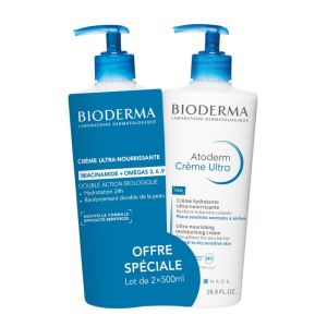 Crème hydratante ultra nourrissante - Atoderm - 2 x 500ml