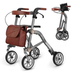 Rollator 4 roues Trive - Gris - Accessoires inclus