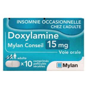 Doxylamine 15mg Mylan Conseil - Insomnie occasionnelle adulte - 10 comprimés pelliculés sécables
