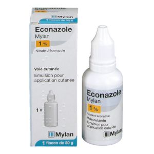 Econazole 1% Mylan - Mycoses Peau Ongles Muqueuses - Flacon Emulsion application cutanée 30g