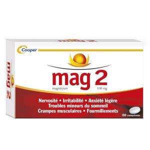 MAG 2 Magnésium 100mg - Nervosité Irritabilité Anxiété - 60 comprimés