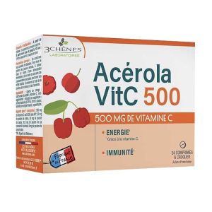 Acérola 500mg de Vitamine C - Energie et Immunité - 24 comprimés