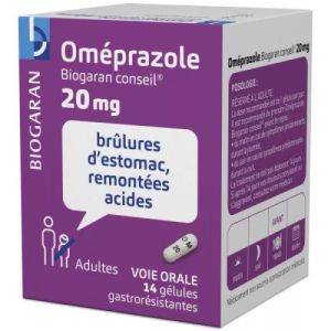 Oméprazole 20Mg - Brûlures d'estomac Remontées acides - 14 gélules