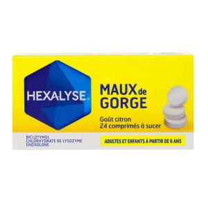 Hexalyse - Maux de Gorge - Goût citron - 24 comprimés