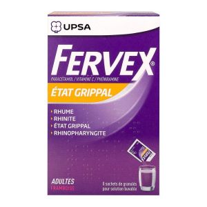 Fervex Adultes Framboise - Etat grippale - 8 sachets de granulés