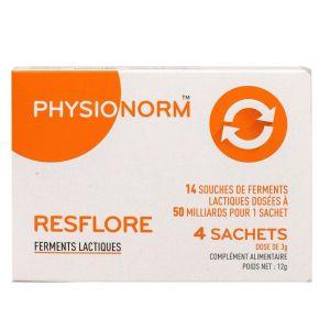 Physionorm Resflore ferments lactiques - Restauration flore intestinale - 4 sachets