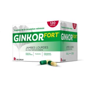 Ginkor Fort - Jambes Lourdes et Crise Hémmoroïdaire - 120 gélules