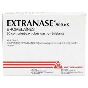 Extranase 900 nk Bromélaïnes - Traitement oedèmes - 80 comprimés enrobés gastro-résistants