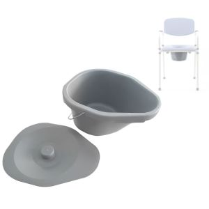 Seau ergonomique 7L Gris avec Couvercle pour Chaise percée Hms Vilgo - Étuvable - Profondeur 16 CM