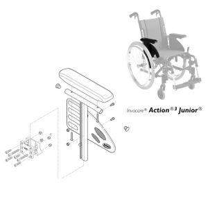Accoudoir complet Repose bras - Droit - Fauteuil roulant Action 3 Junior