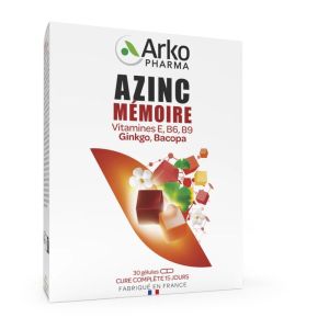 Azinc Mémoire - Vitamine E B6 et B9 - 30 gélules