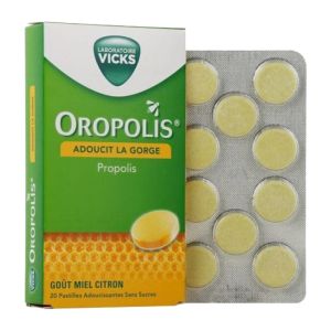 Oropolis Propolis Coeur Liquide - Sans sucre - Adoucit la Gorge - 16 pastilles