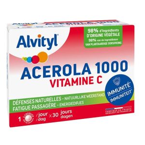 Acérola 1000 Vitamine C - Défense naturelle Fatigue - 30 comprimés