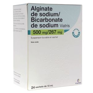 Alginate de Sodium / Bicarbonate de Sodium 500mg/267mg - Suspension Buvable 10ml - 24 sachets