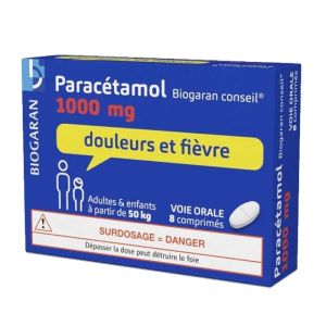 Paracetamol 1000 mg - Douleurs et Fièvre - 8 comprimés
