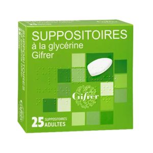Suppositoires à la glycérine - Constipation - Adulte - 25 suppositoires