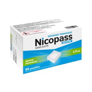 Pastilles Nicopass 1,5mg - Sans sucre - Menthe - 96 pastilles