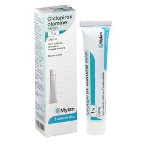 Crème Ciclopirox Olamine Mylan 1% - Dermatite séborrhéique du visage ou Mycose - Tube 30g