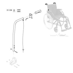 Kit canne pour Dossier inclinable - Fauteuil roulant Action 3 ou 4 ng - Hauteur dossier : 51CM