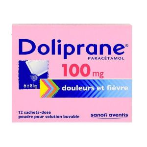 Doliprane 100mg - 6 à 8kg - Douleurs et Fièvre - 12 sachets-dose