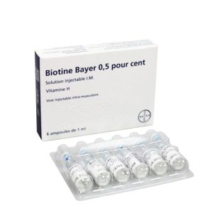 Biotine 0,5% Solution injectable I.M - Chute de cheveux - Adultes - 6 ampoules de 1ml