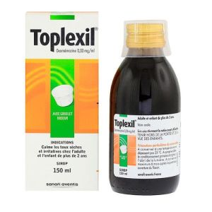 Sirop Toplexil 0,33mg/ml - Toux sèches et irritatives - Flacon 150ml avec gobelet doseur