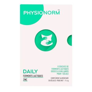 Physionorm daily - Ferments lactiques Zinc - Équilibre flore intestinale - 30 gélules