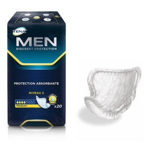 Protections absorbantes Fuites urinaires Masculines Légères à Moyennes Tena Men Medium Niveau 2 - Paquet de 20
