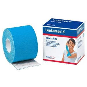 Bande de contention adhésive Leukotape K - Bleu ciel - 5cm x 5m - Drainage lymphatique et Soulage douleur