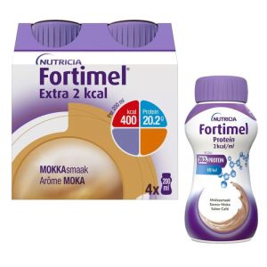 Fortimel Protein 2kcal - Saveur Moka - Complément Nutritionnel Dénutrition - 4 x 200ml